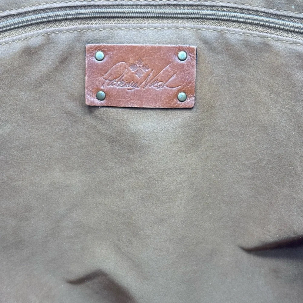 Patricia Nash Benvenuto Smooth Italian Leather Brown Tote Double Turlock Closure